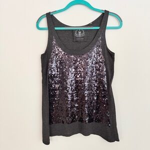 Love & Happiness Sequined Tank Top Black / Charcoal Size Medium